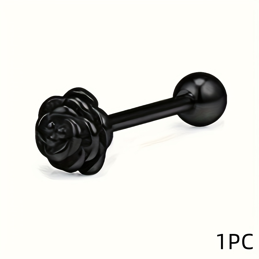 Multicolor Stainless Steel Tongue Stud Rose Flower Sphere